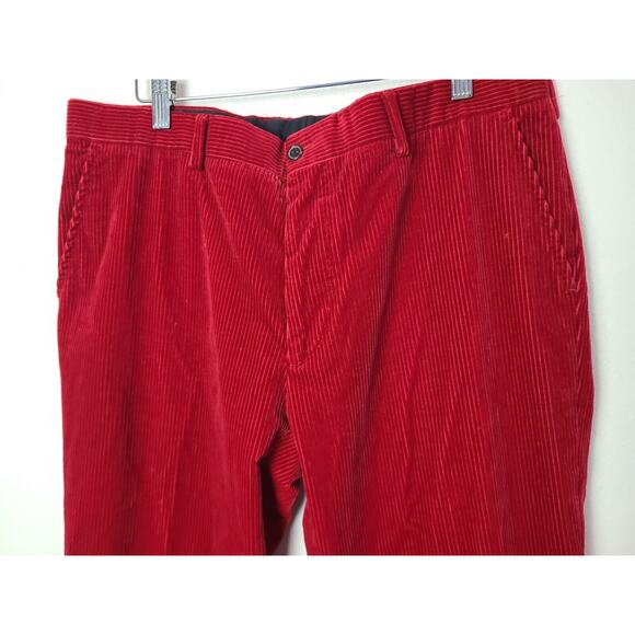 VINTAGE 90S POLO RALPH LAUREN CORDS CORDUROY FLAT FRONT RED TROUSERS 36 - Picture 4 of 13
